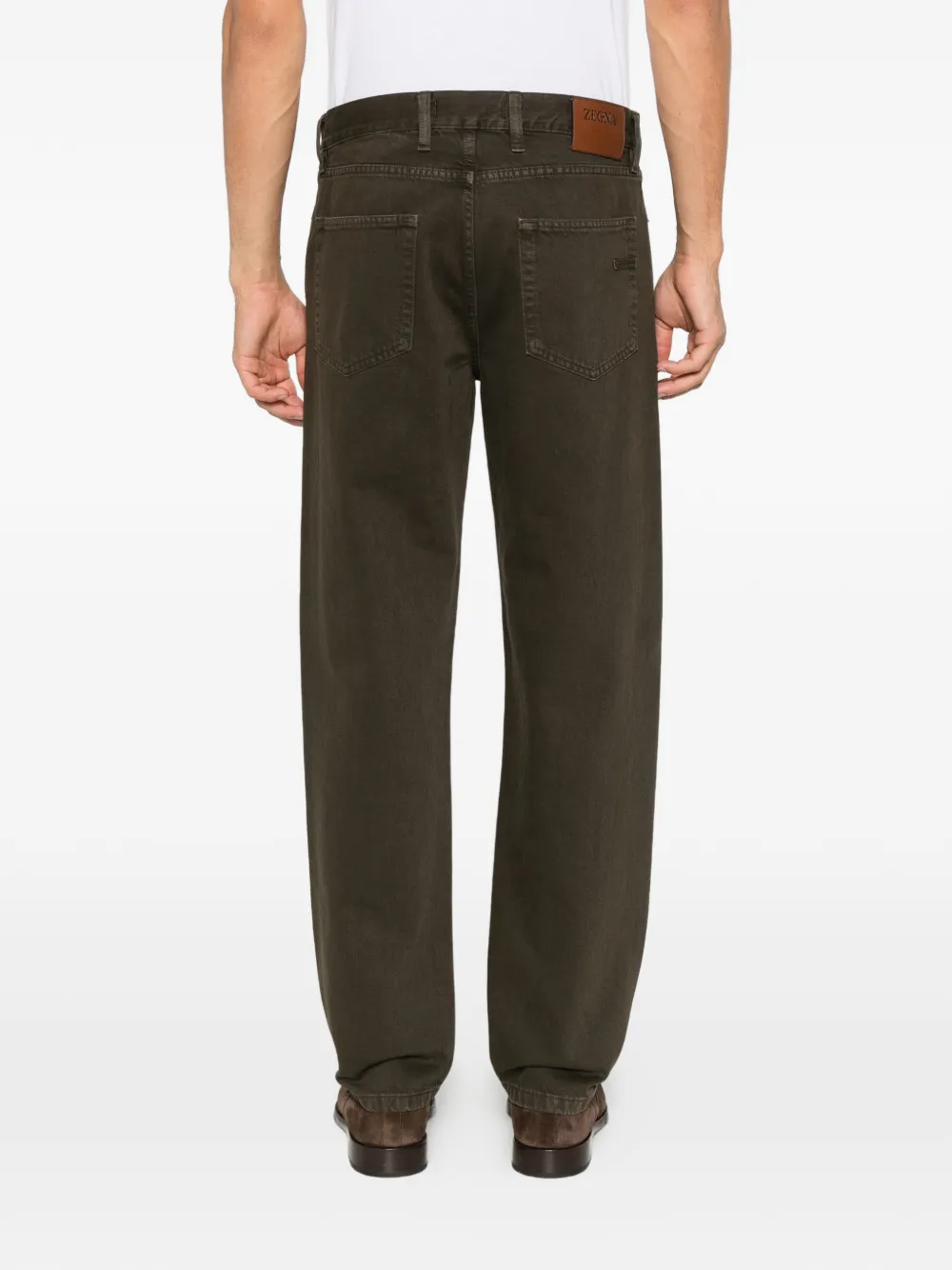Zegna logo-patch straight-leg jeans Groen