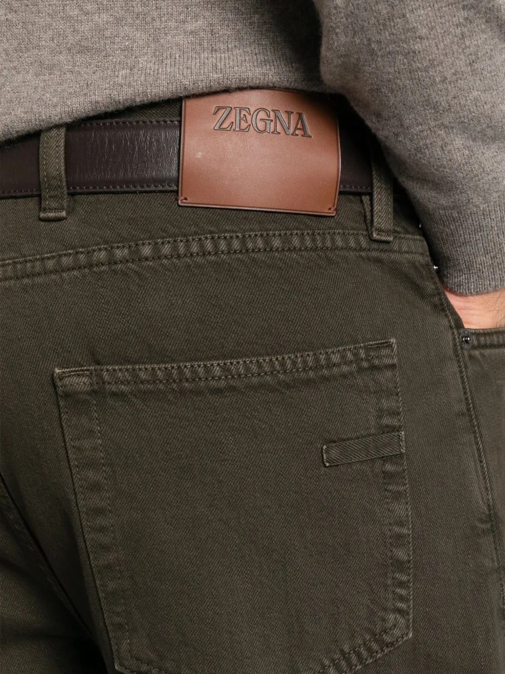 Zegna logo-patch straight-leg jeans Groen