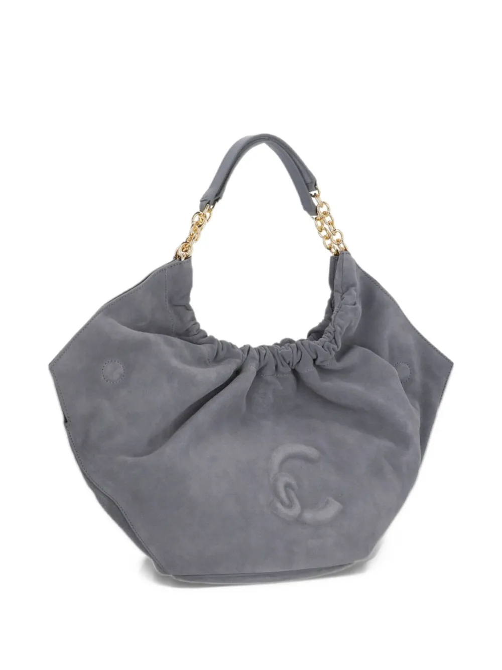 Coccinelle logo-embossed suede tote bag Grijs