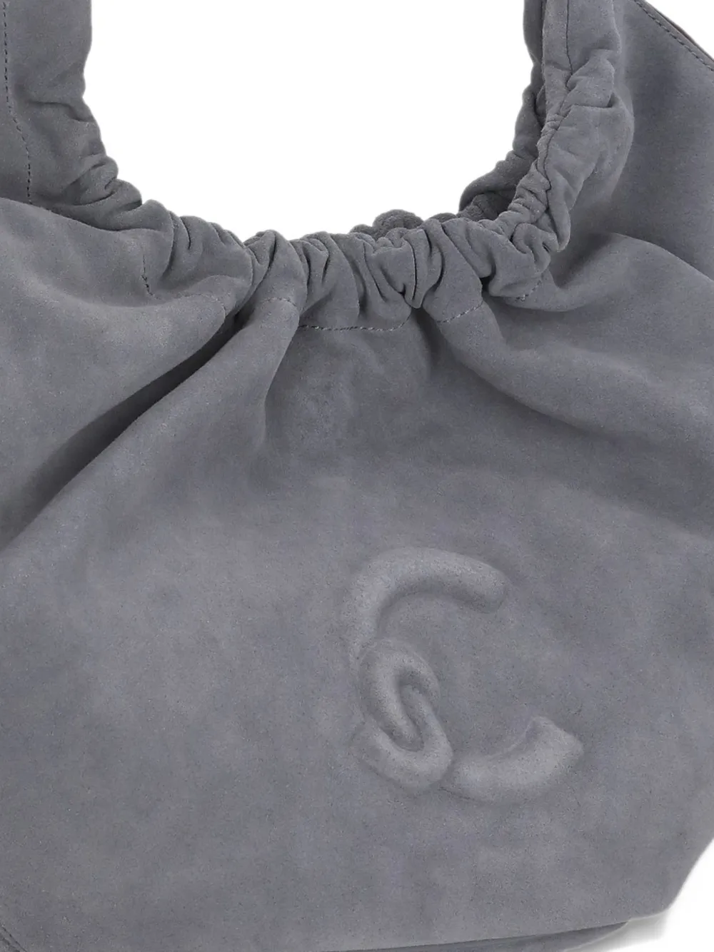 Coccinelle logo-embossed suede tote bag Grijs