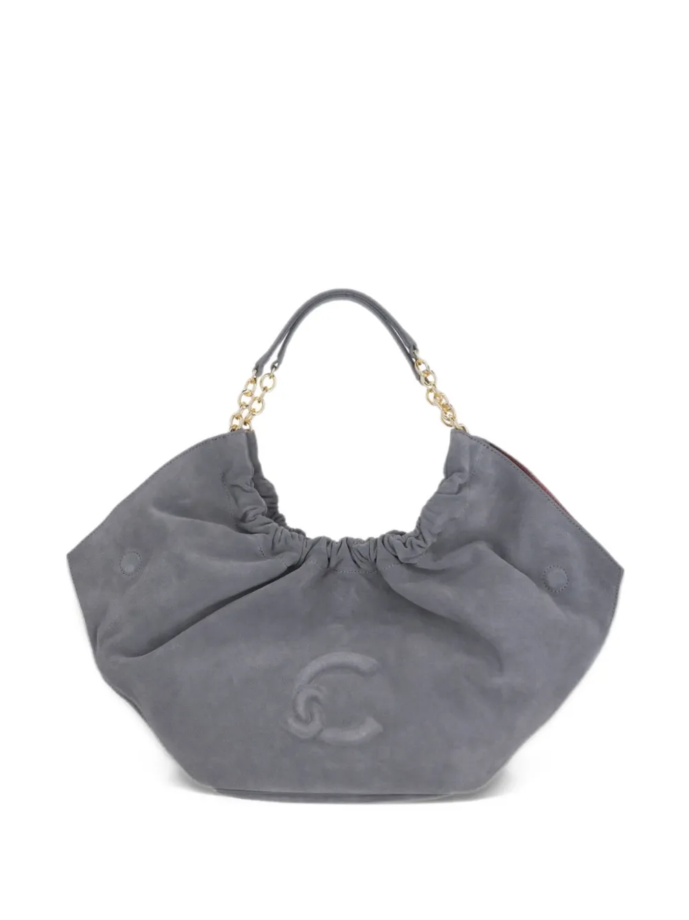 Coccinelle logo-embossed suede tote bag Grijs