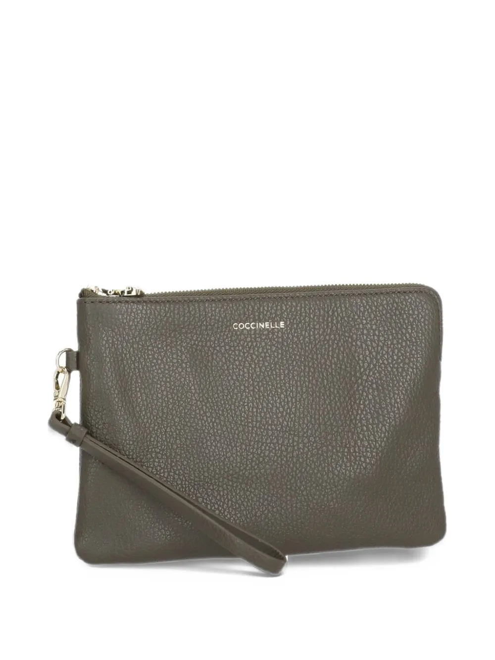 Coccinelle grained leather clutch Grijs