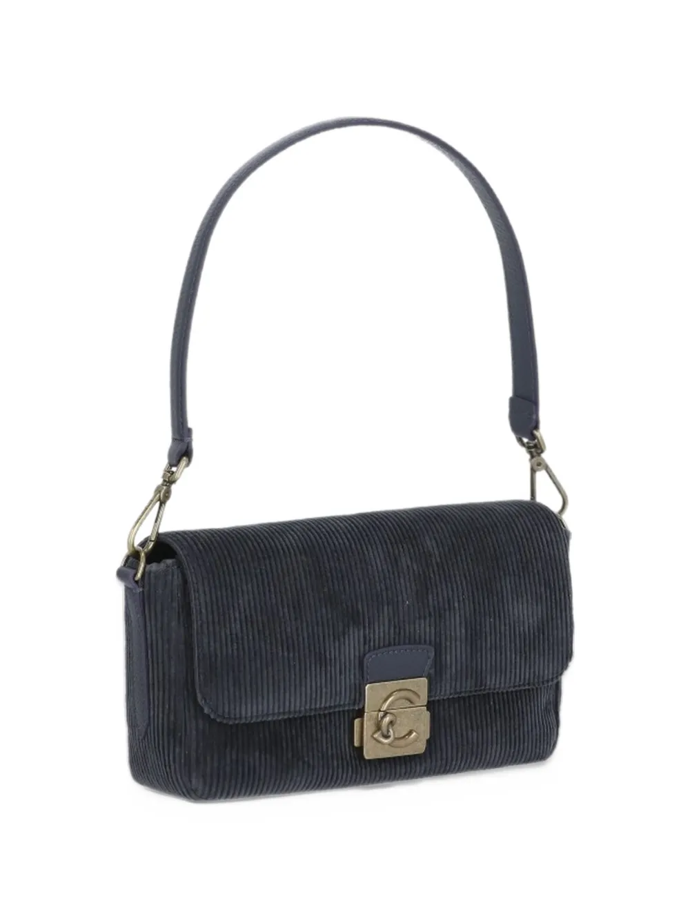 Coccinelle corduroy-effect leather shoulder bag Blauw
