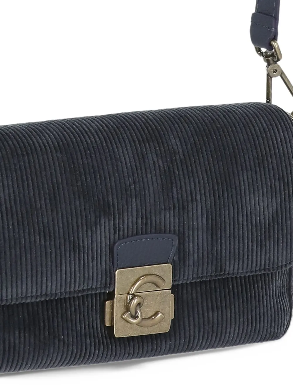 Coccinelle corduroy-effect leather shoulder bag Blauw