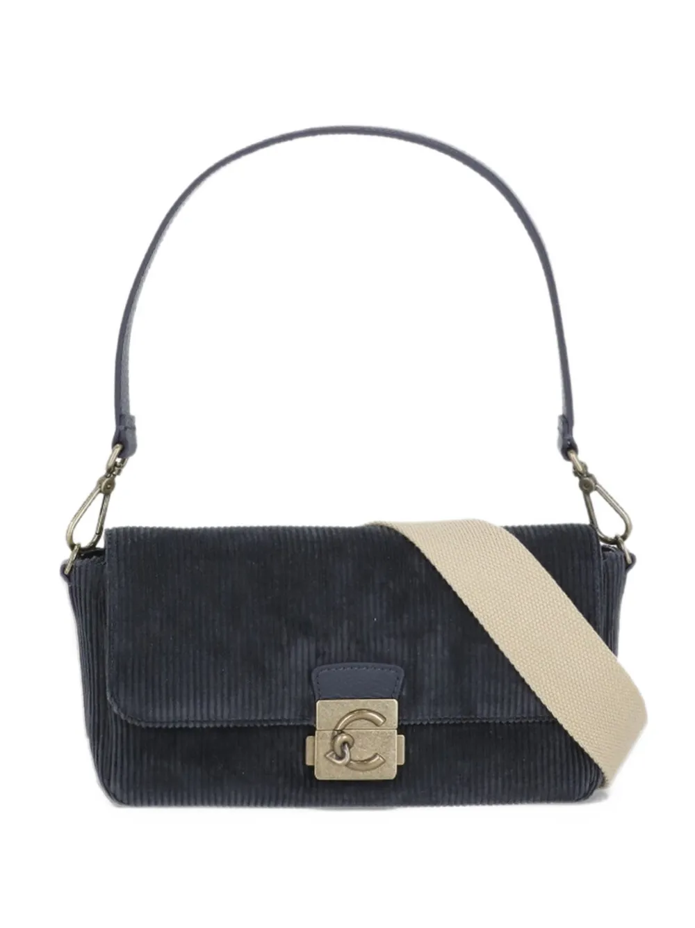 Coccinelle corduroy-effect leather shoulder bag - Blu