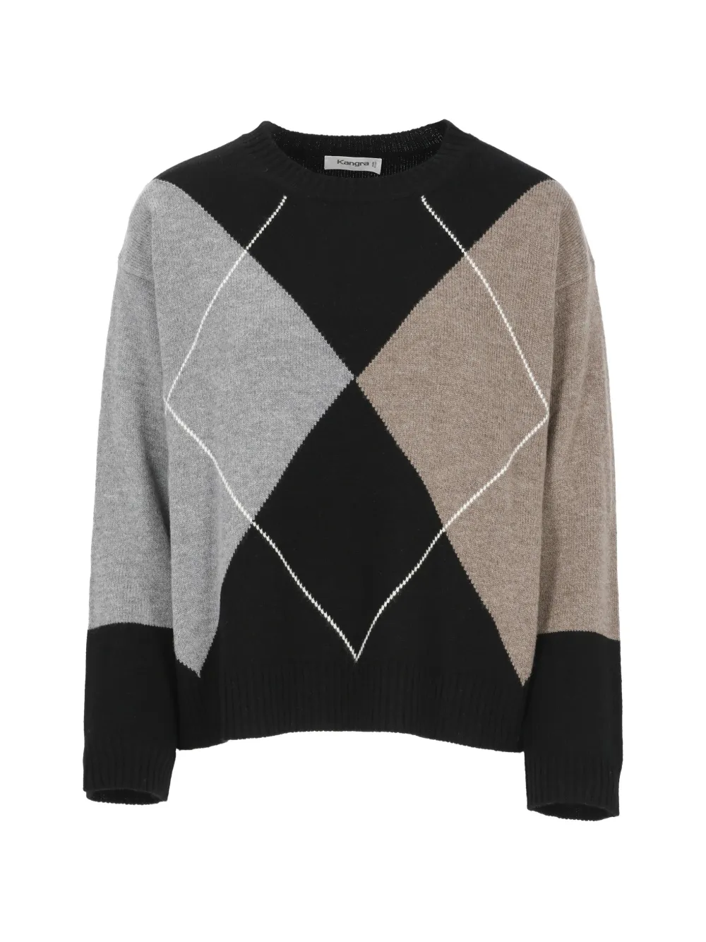Kangra argyle-pattern intarsia-knit sweater Zwart