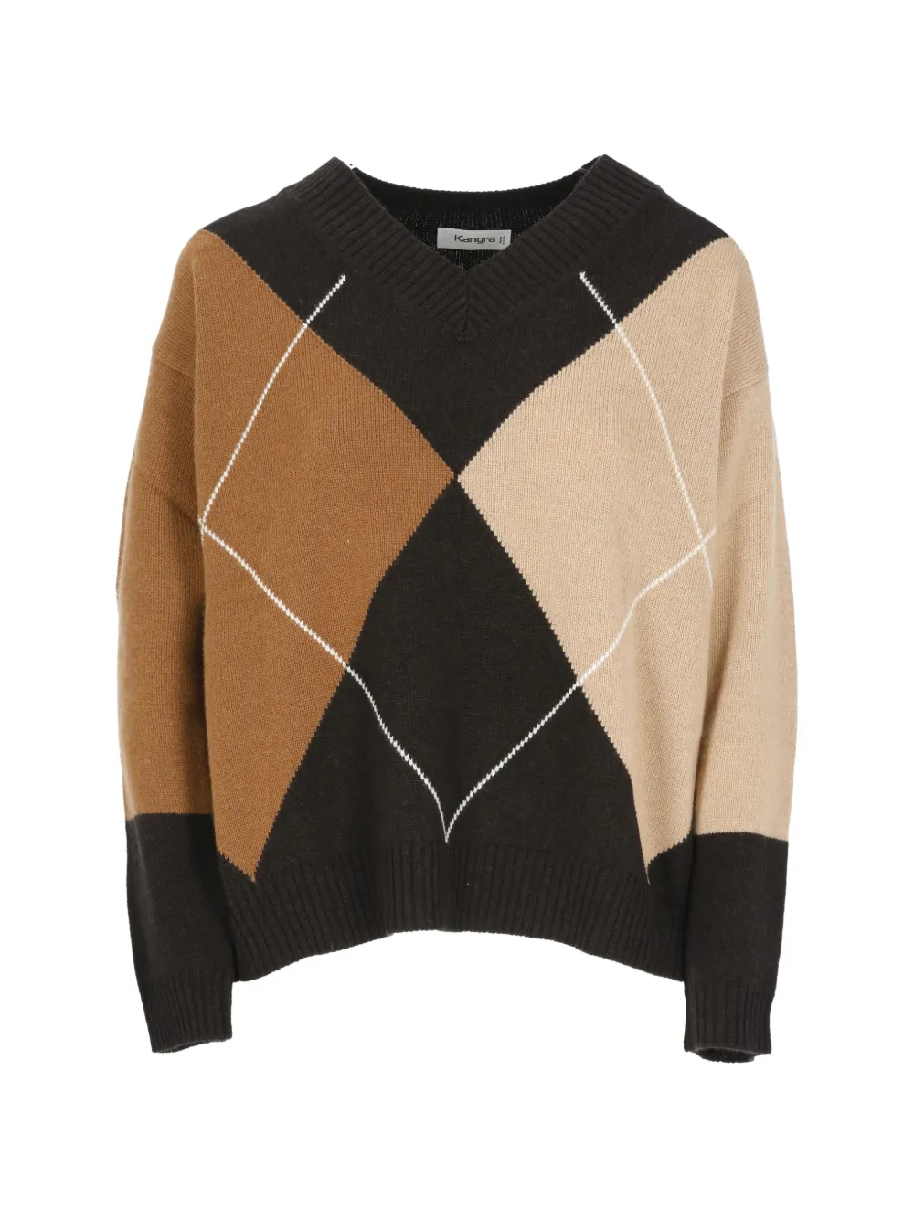 Kangra argyle-knit V-neck sweater - Marrone
