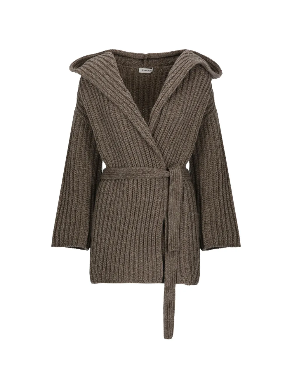 Kangra belted hooded cardi-coat - Marron Kangra belted hooded cardi-coat - Marron