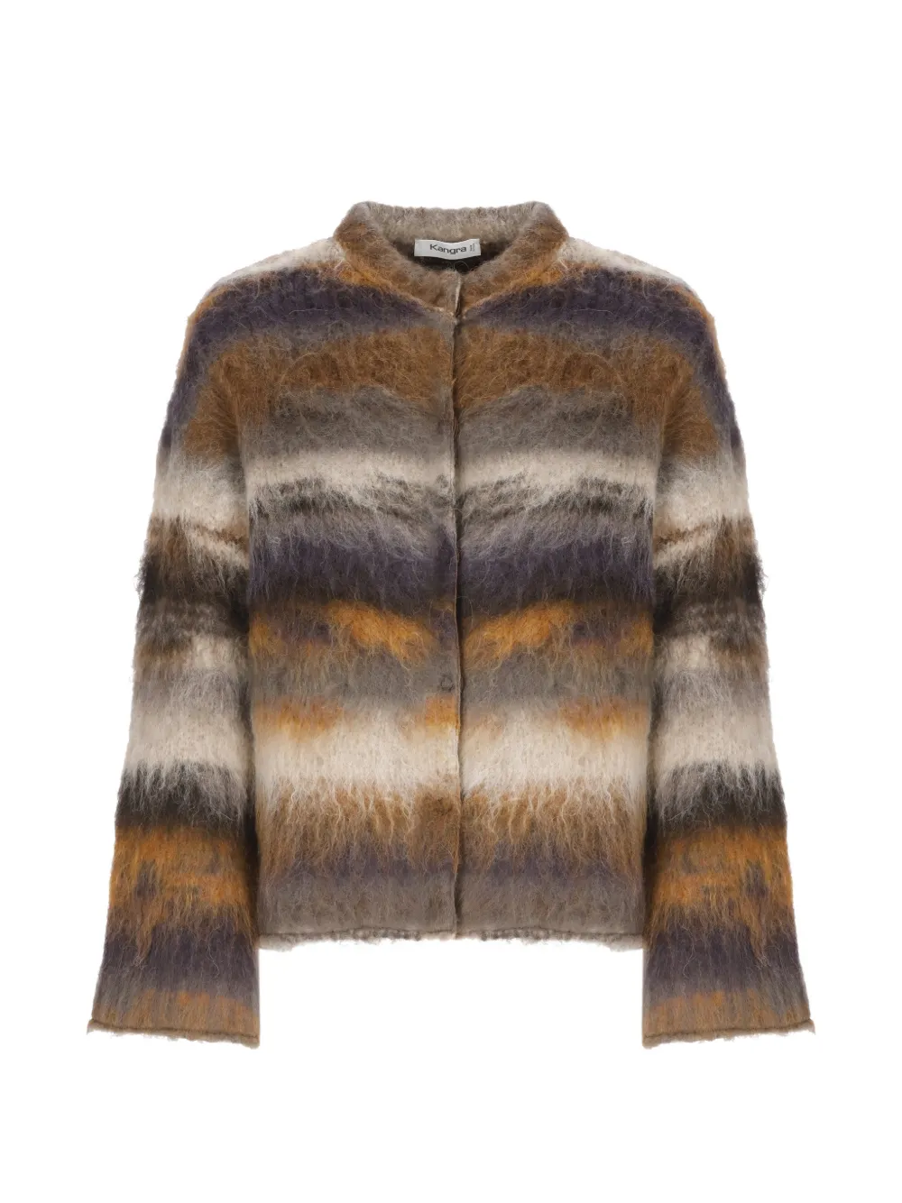 Kangra striped brushed-finish cardigan - Marrone