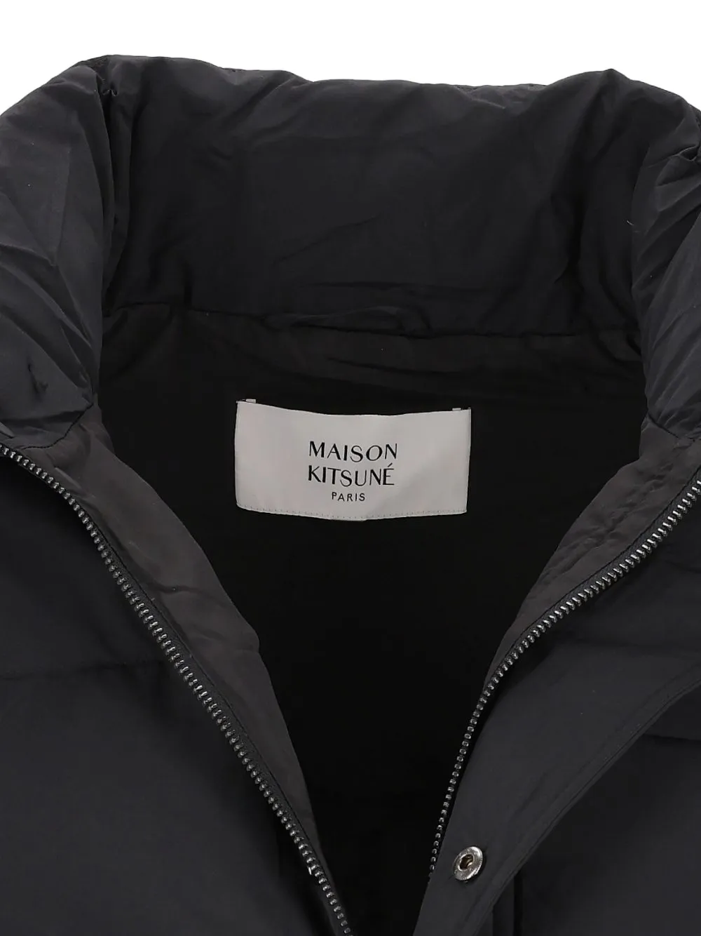 Maison Kitsuné hooded quilted coat Zwart