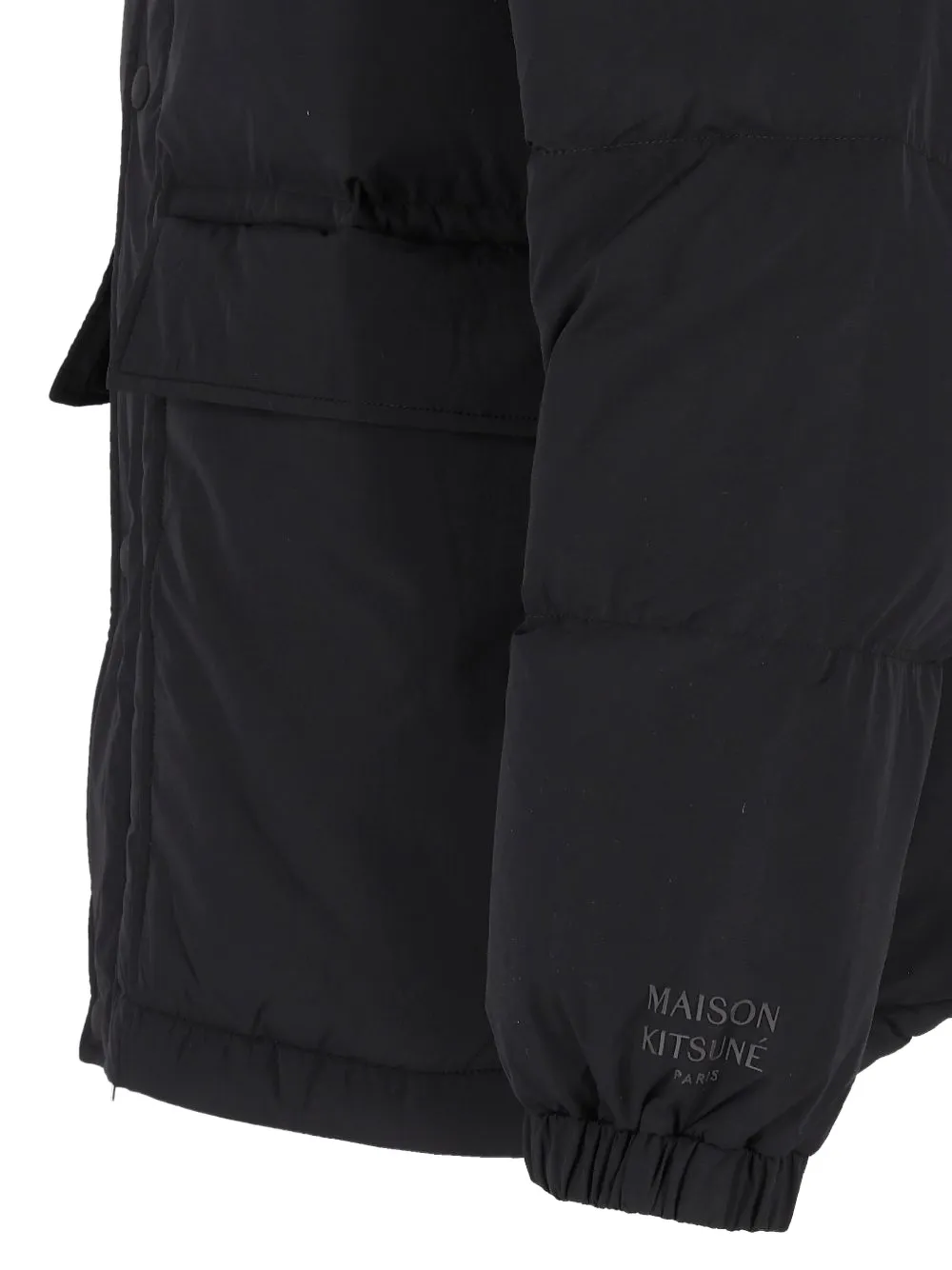 Maison Kitsuné hooded quilted coat Zwart
