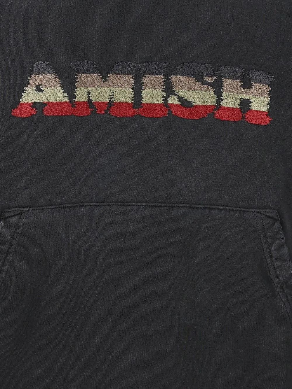 AMISH logo-embroidered Sun Fade hoodie Zwart