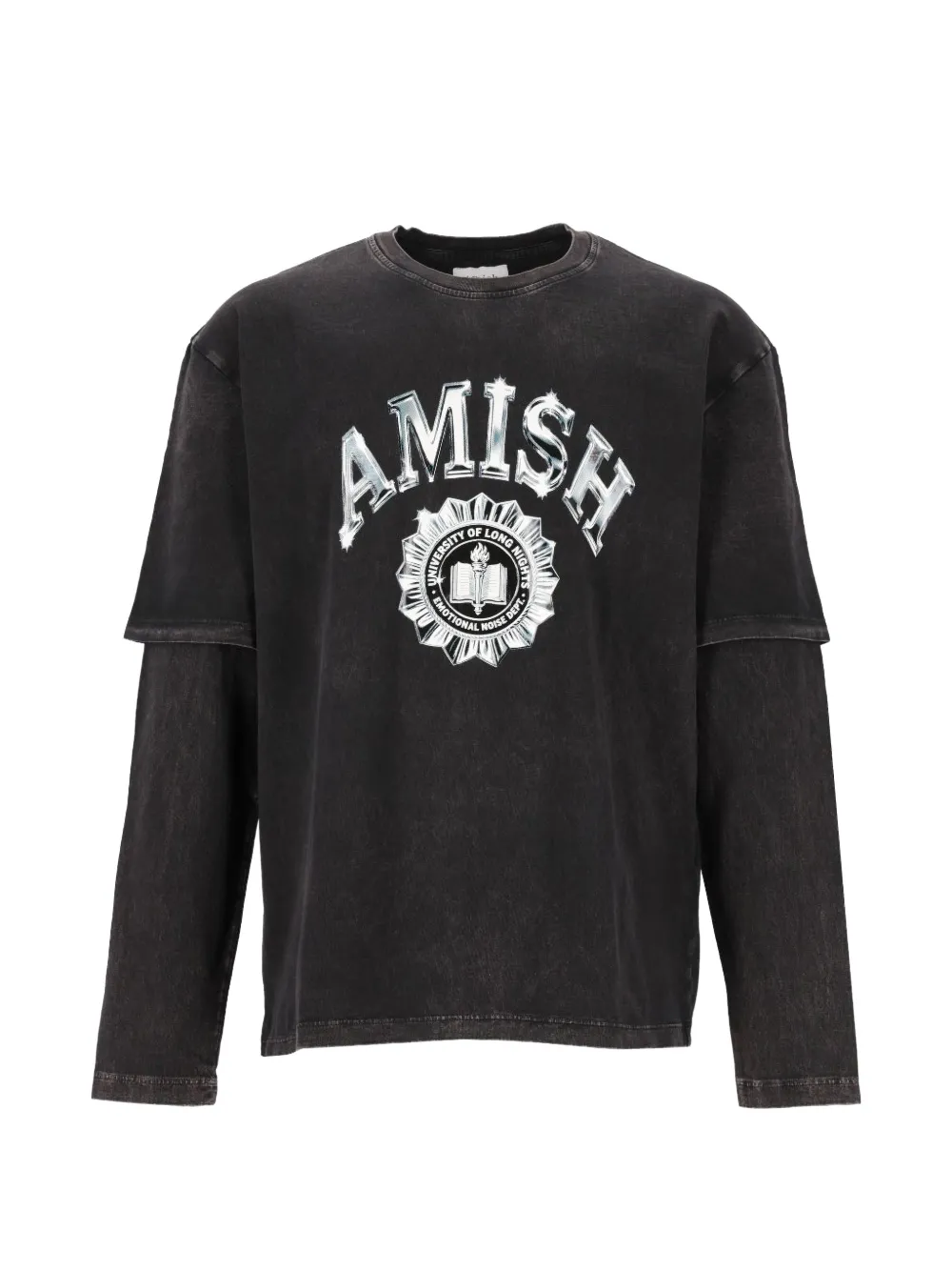 AMISH logo-print double-layer T-shirt - Noir AMISH logo-print double-layer T-shirt - Noir