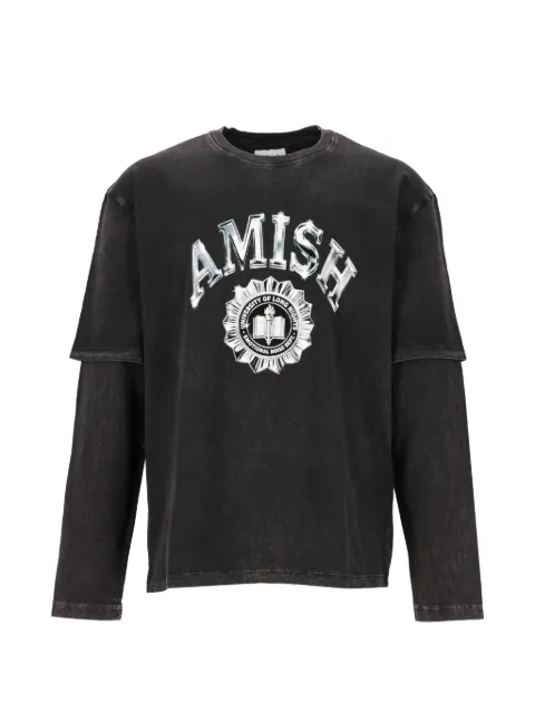 AMISH logo-print double-layer T-shirt