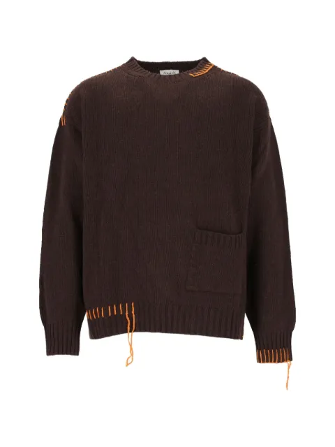 AMISH contrast-stitch patch-pocket sweater