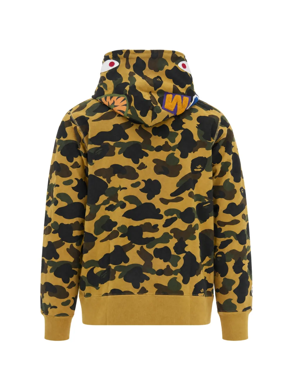 A BATHING APE Shark camouflage-print hoodie Geel