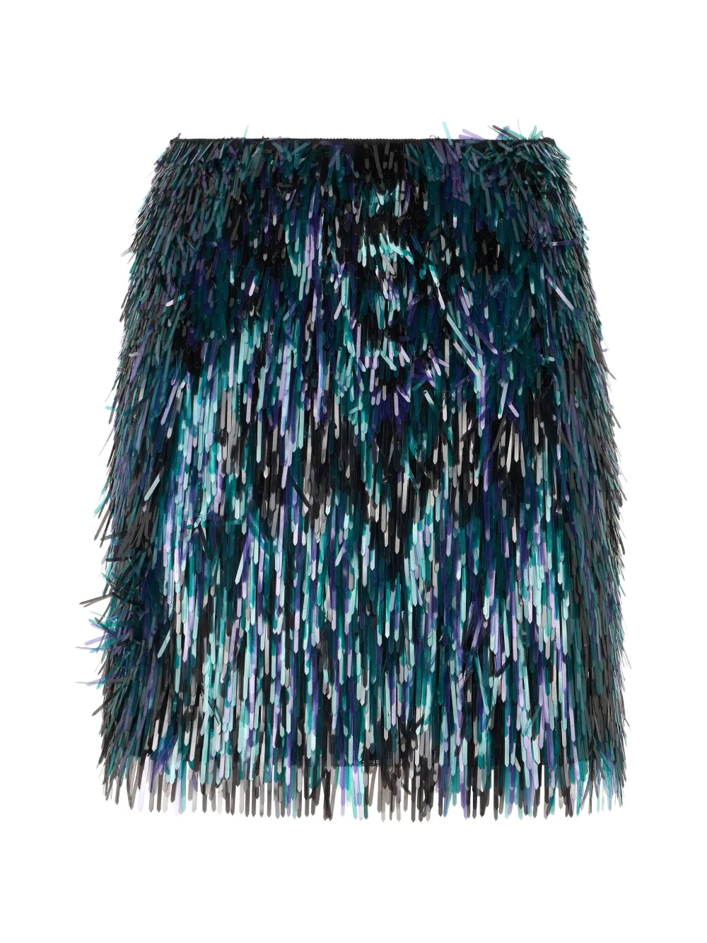 Alberta Ferretti sequin-embellished fringed mini skirt - Nero