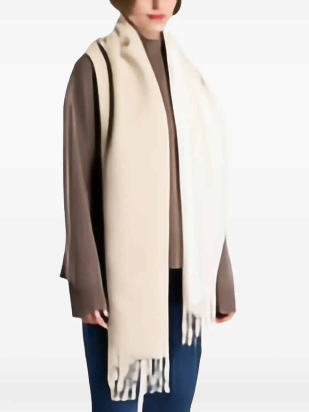 GUESS USA logo-jacquard fringed scarf - Toni neutri