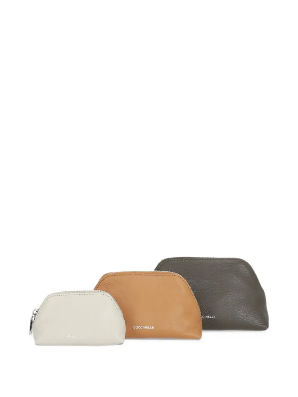 Coccinelle pebbled leather clutch Grijs
