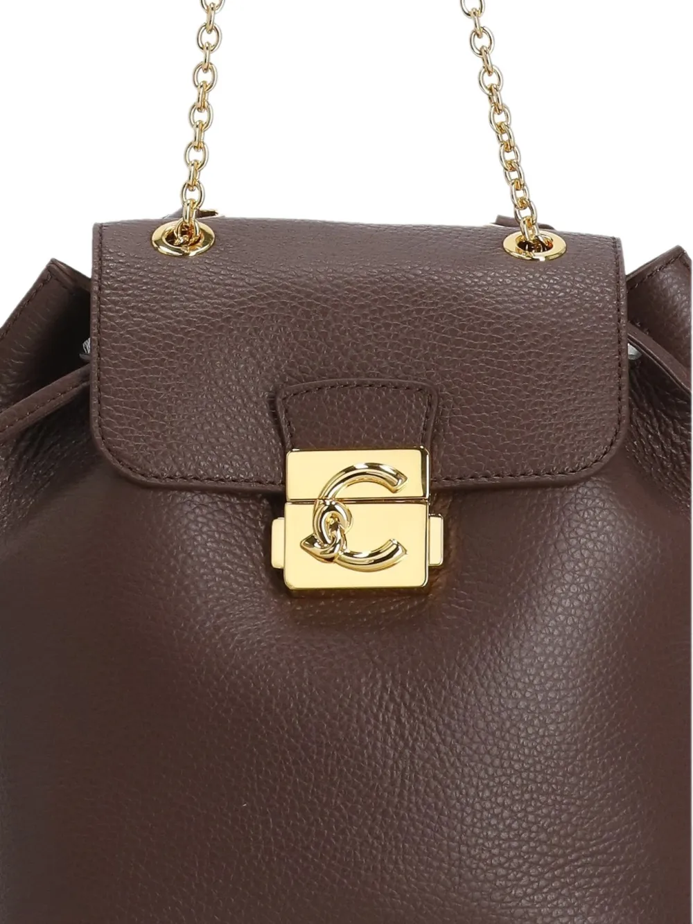 Coccinelle small C-Me Lock grained-leather backpack Bruin