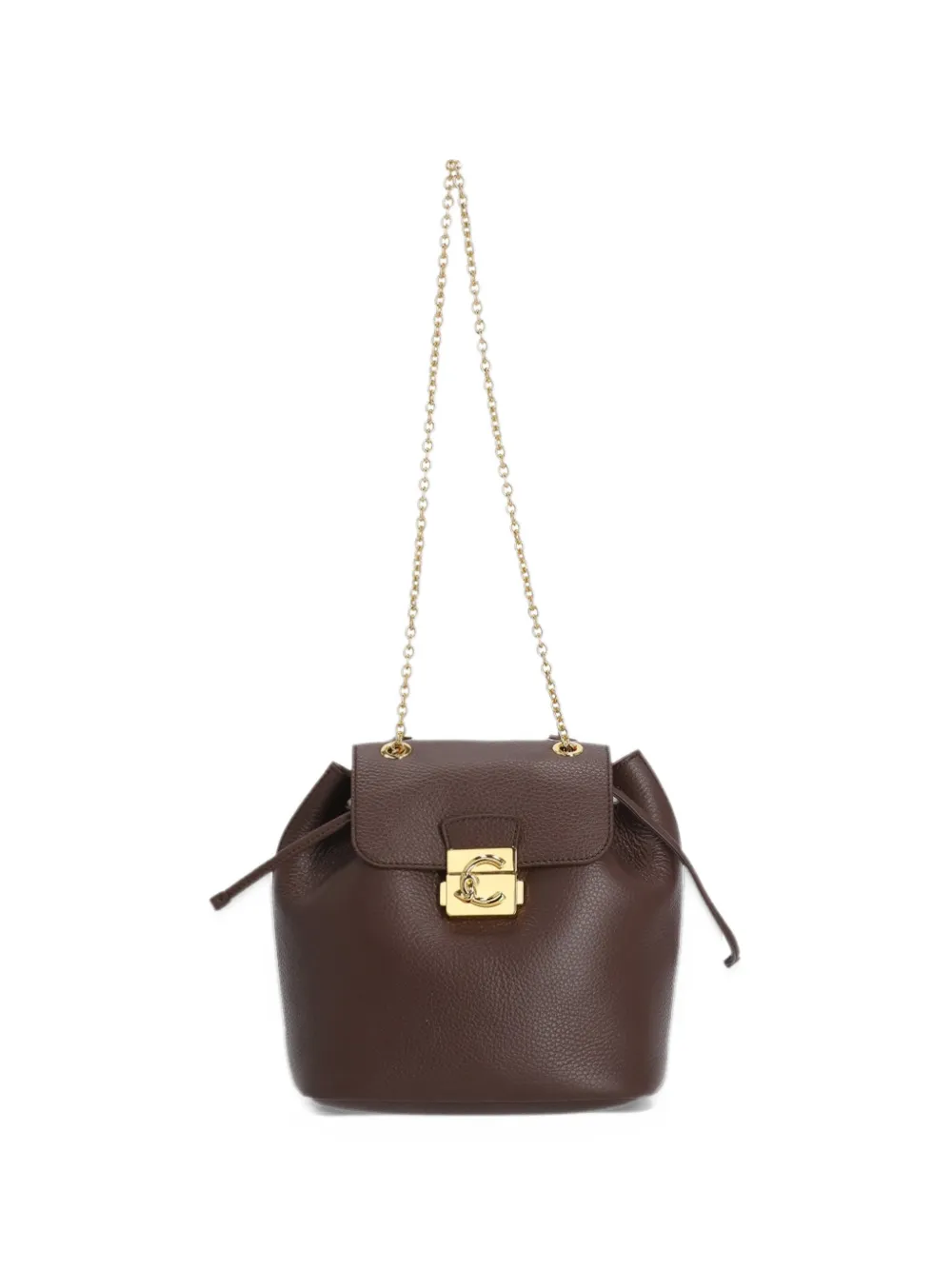 Coccinelle small C-Me Lock grained-leather backpack - Marrone