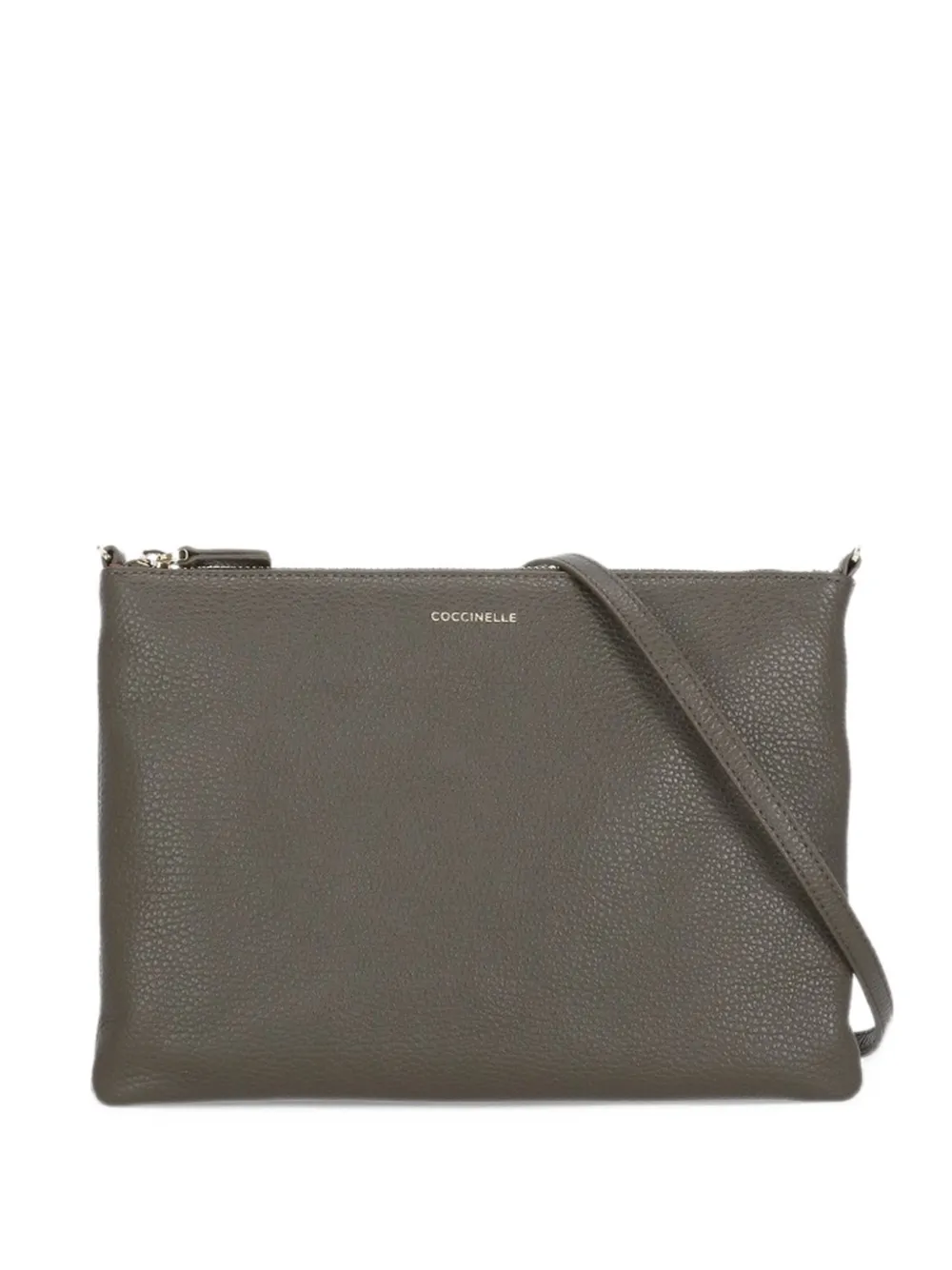 Coccinelle logo-print leather clutch bag - Grigio