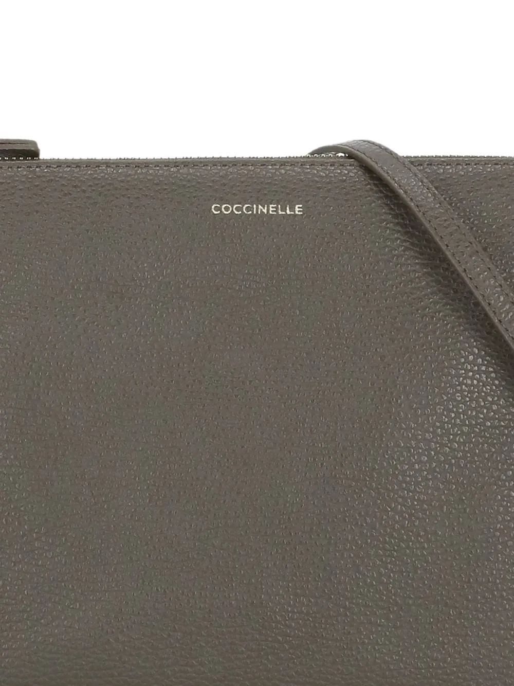Coccinelle logo-print leather clutch bag Grijs
