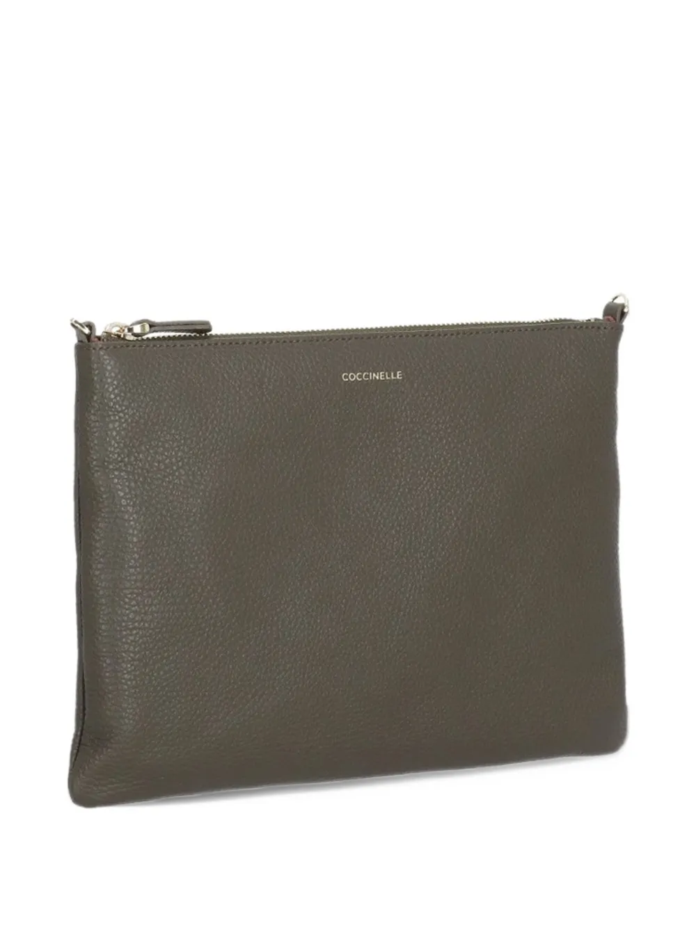 Coccinelle logo-print leather clutch bag Grijs