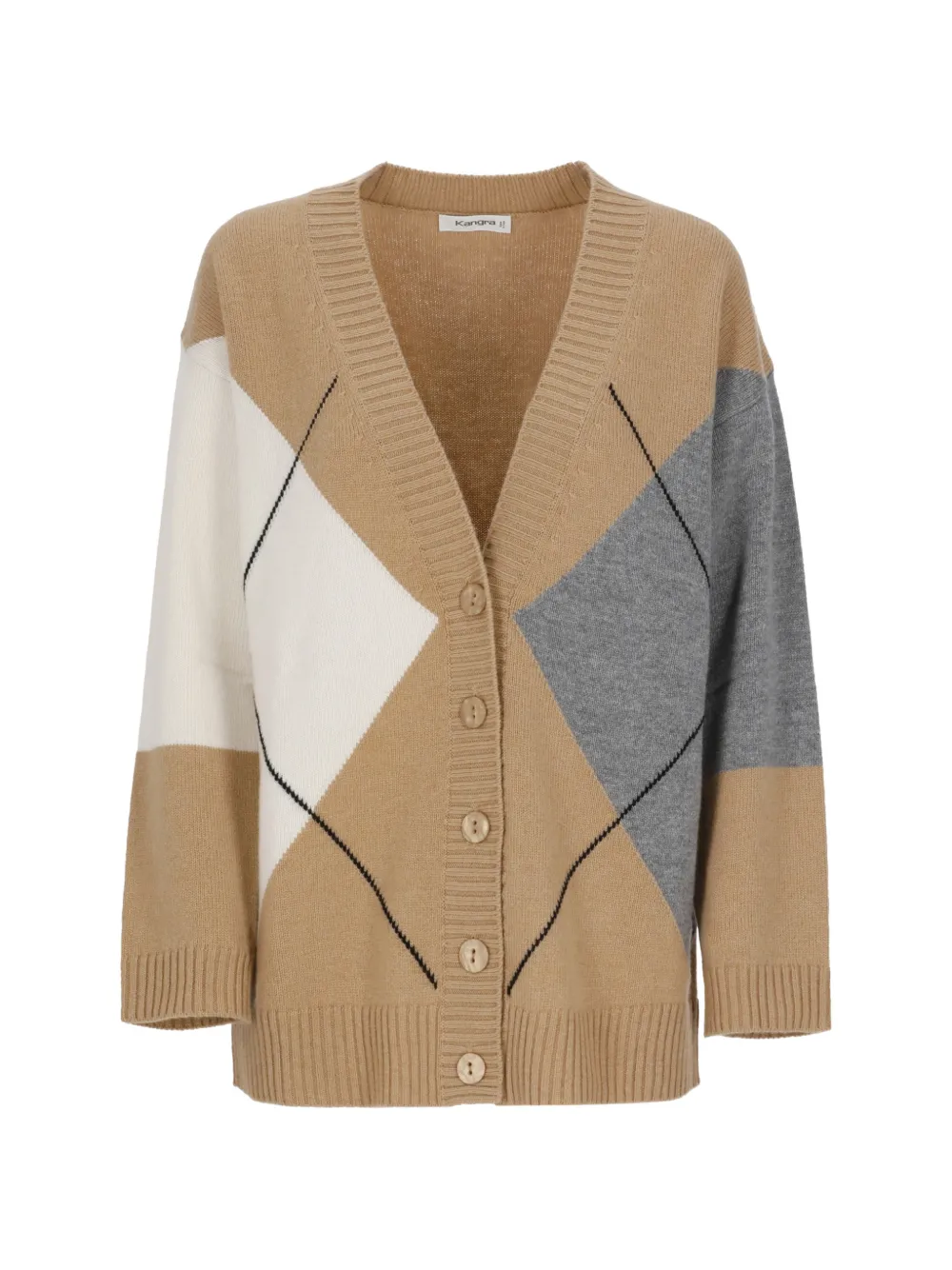 Kangra argyle-intarsia V-neck cardigan - Toni neutri