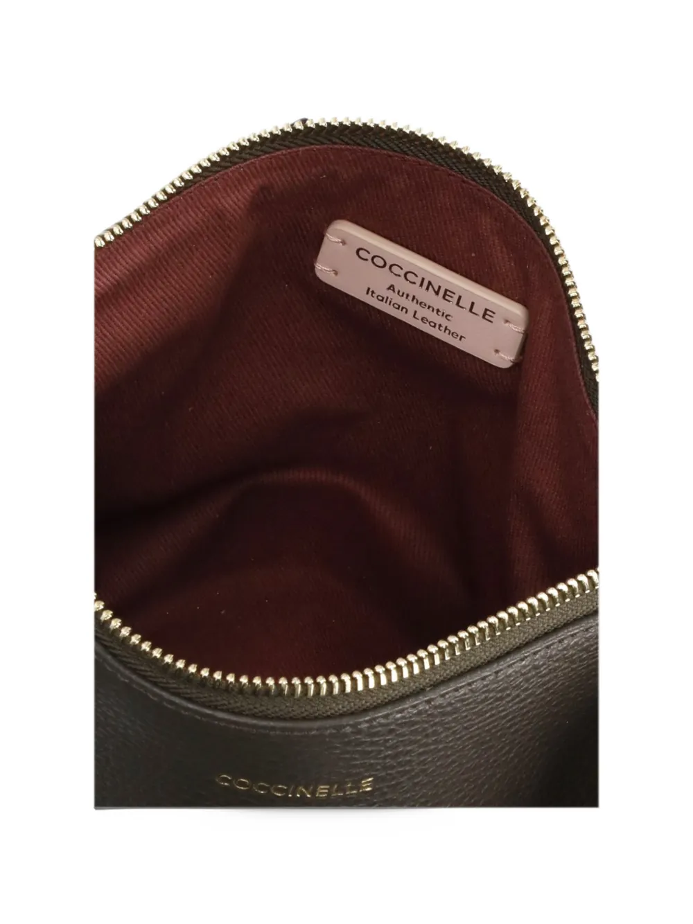 Coccinelle grained-leather clutch bag Grijs
