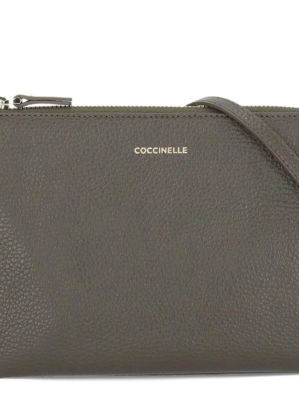 Coccinelle grained-leather clutch bag Grijs