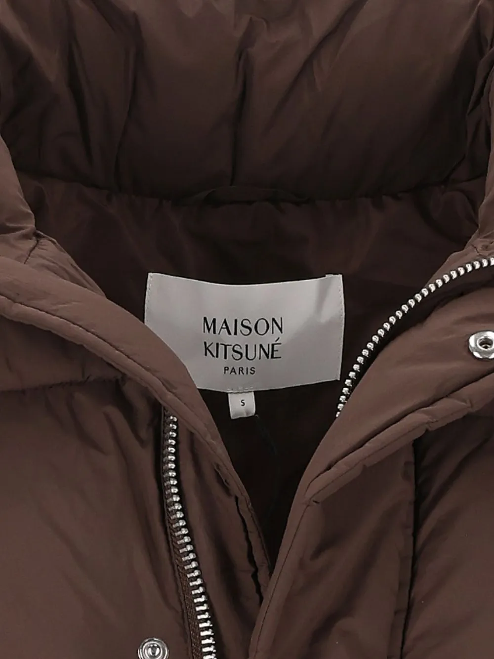 Maison Kitsuné quilted high-neck coat Bruin