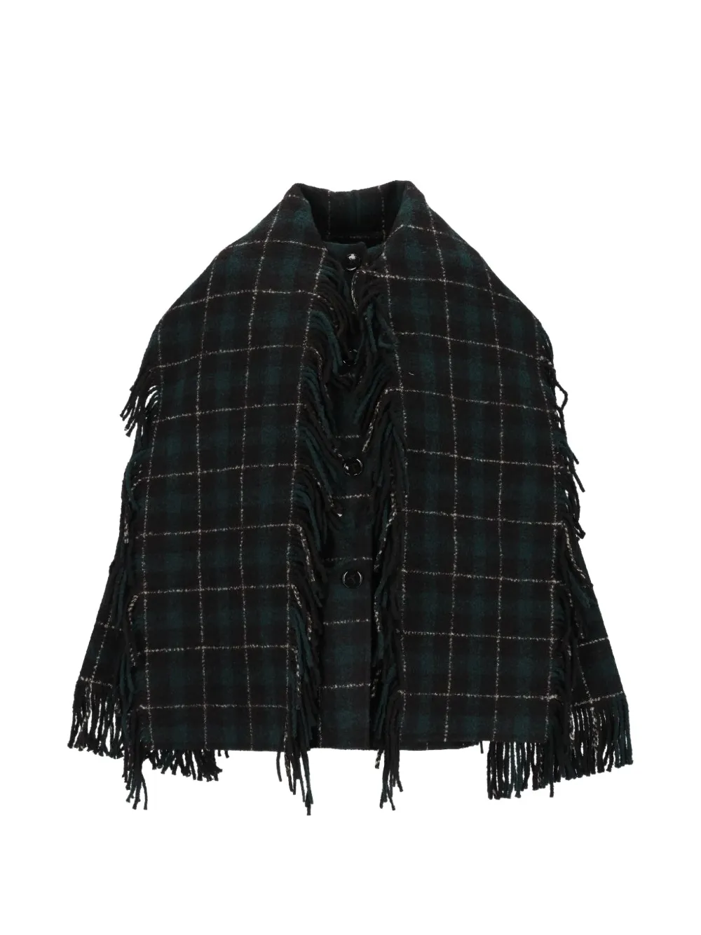 TOTEME Fringed Scarf tartan jacket Groen
