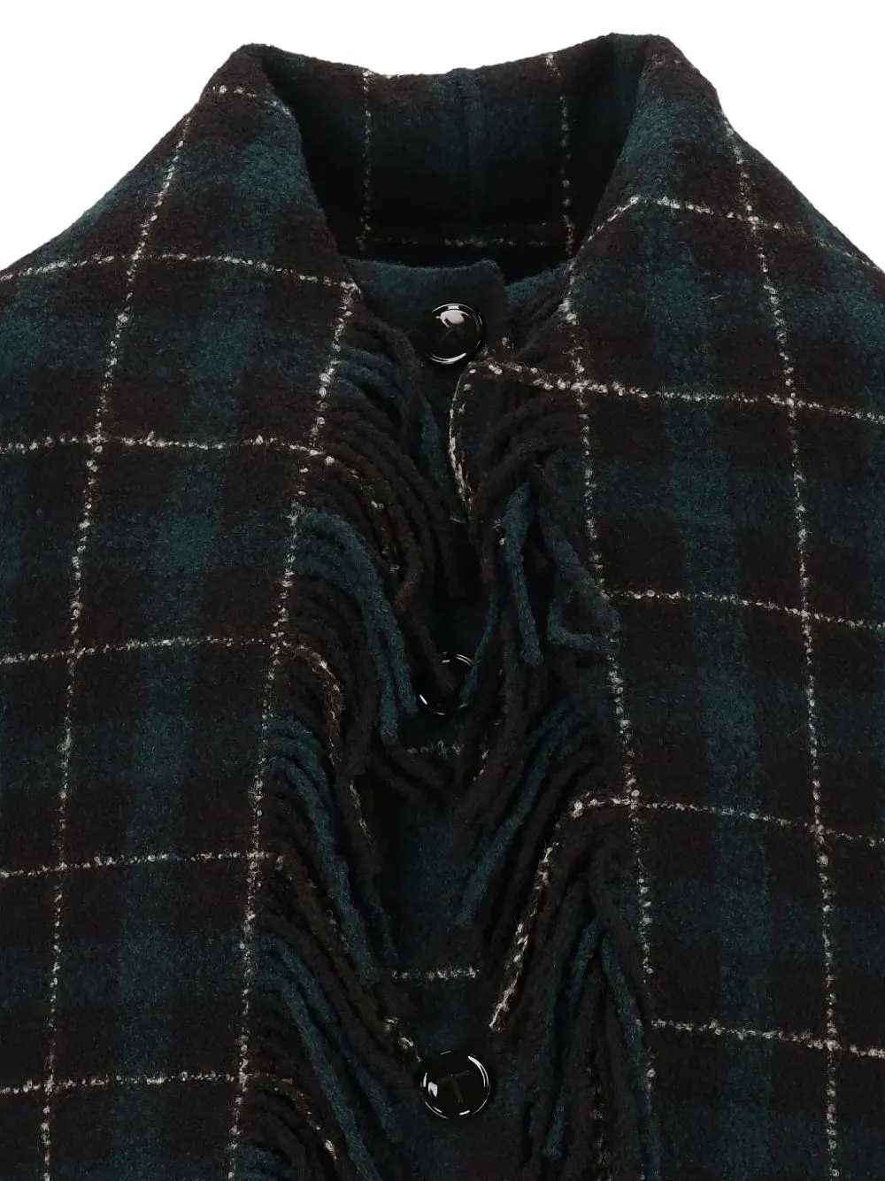TOTEME Fringed Scarf tartan jacket Groen