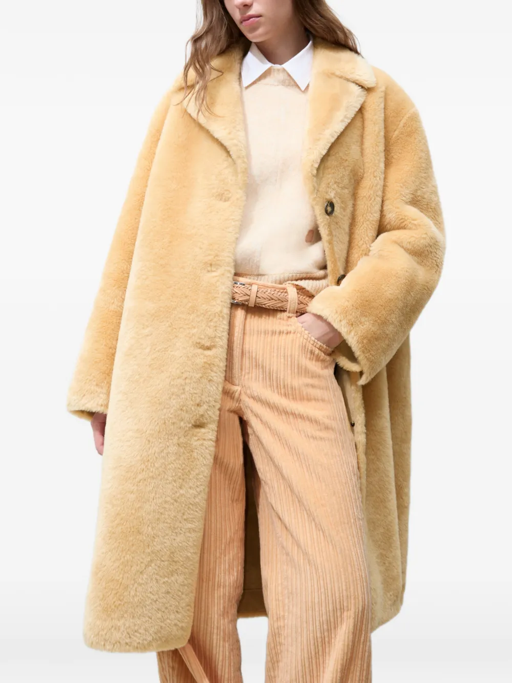 Tory Burch faux-shearling coat Beige