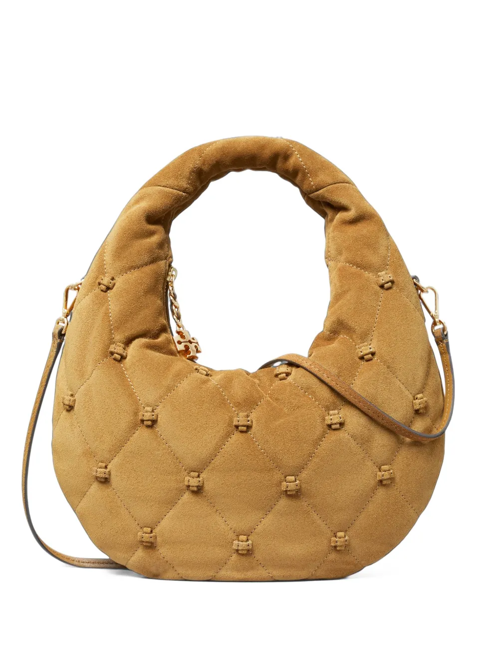 Tory Burch Bunny Knot suede crescent bag - Marrone