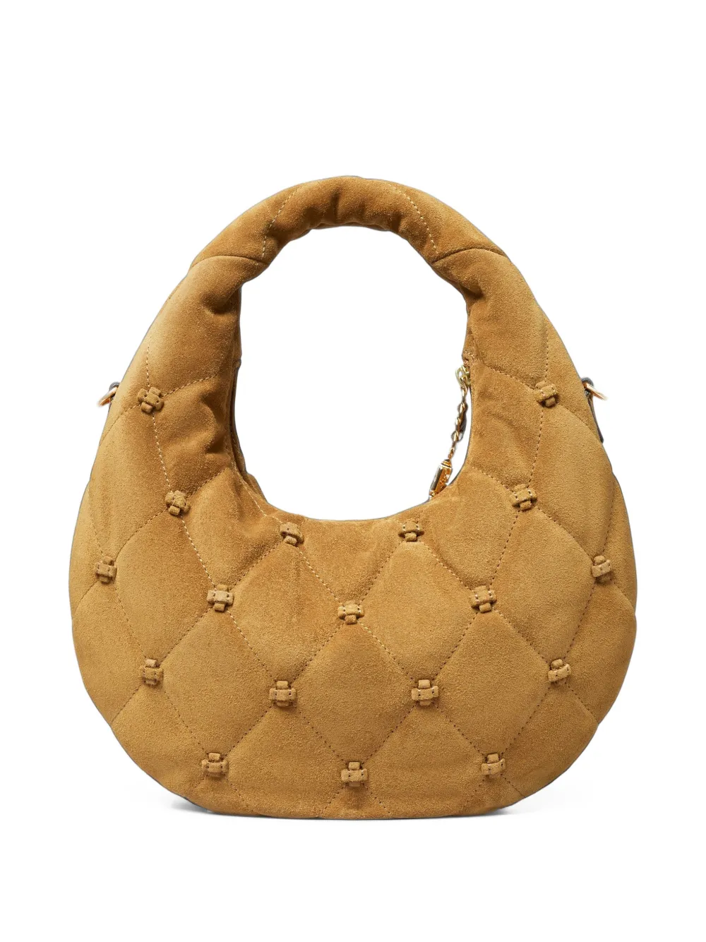Tory Burch Bunny Knot suede crescent bag Bruin