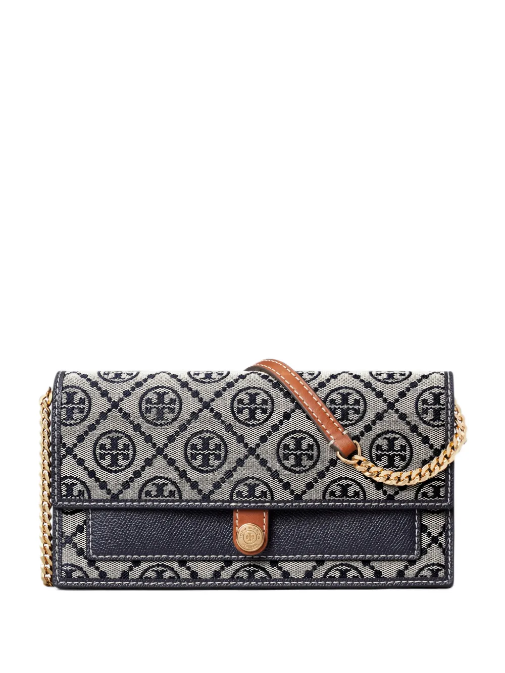 Tory Burch Portafoglio con catena e monogramma T - Toni neutri