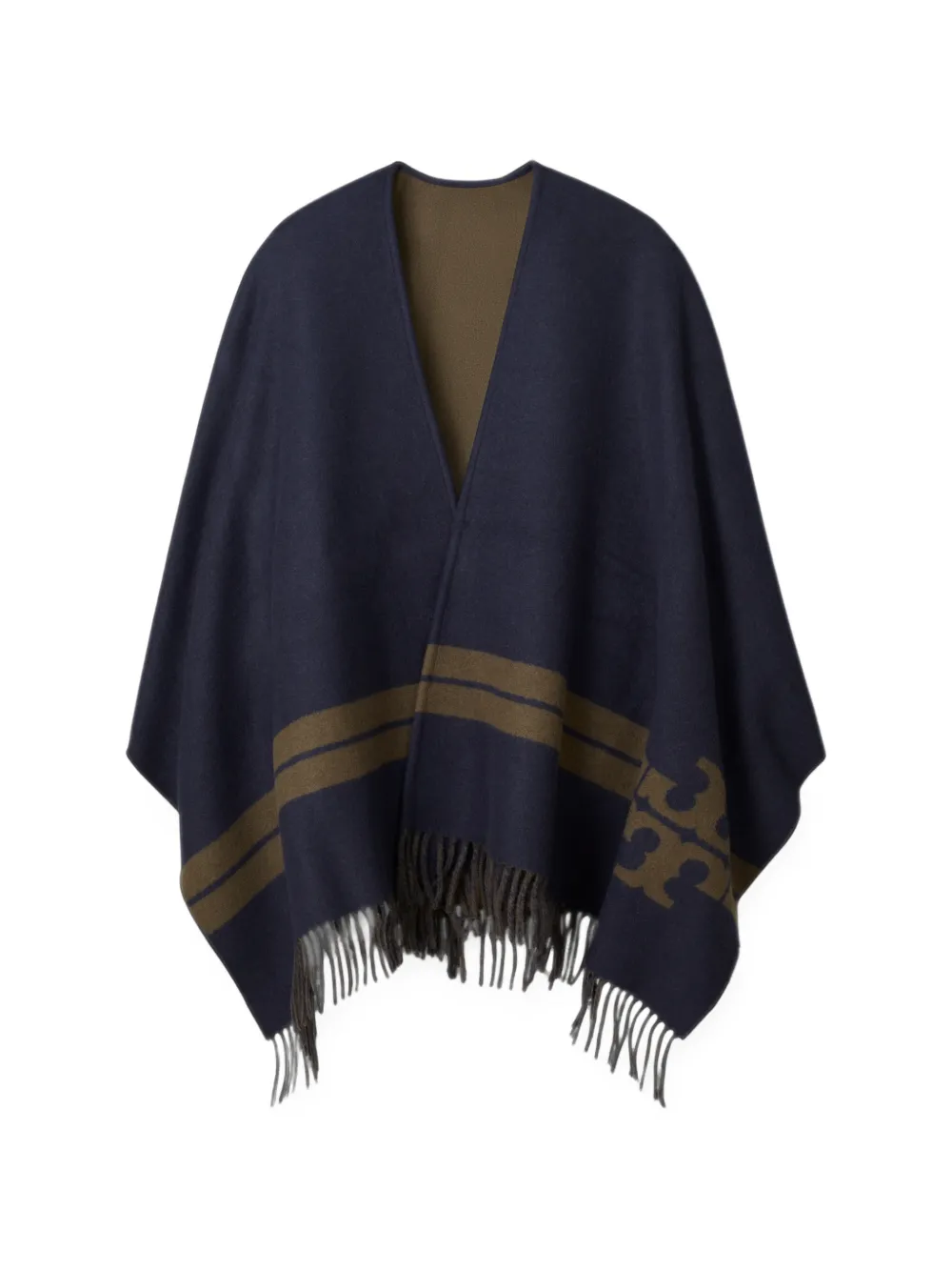 Tory Burch striped logo cape Blauw