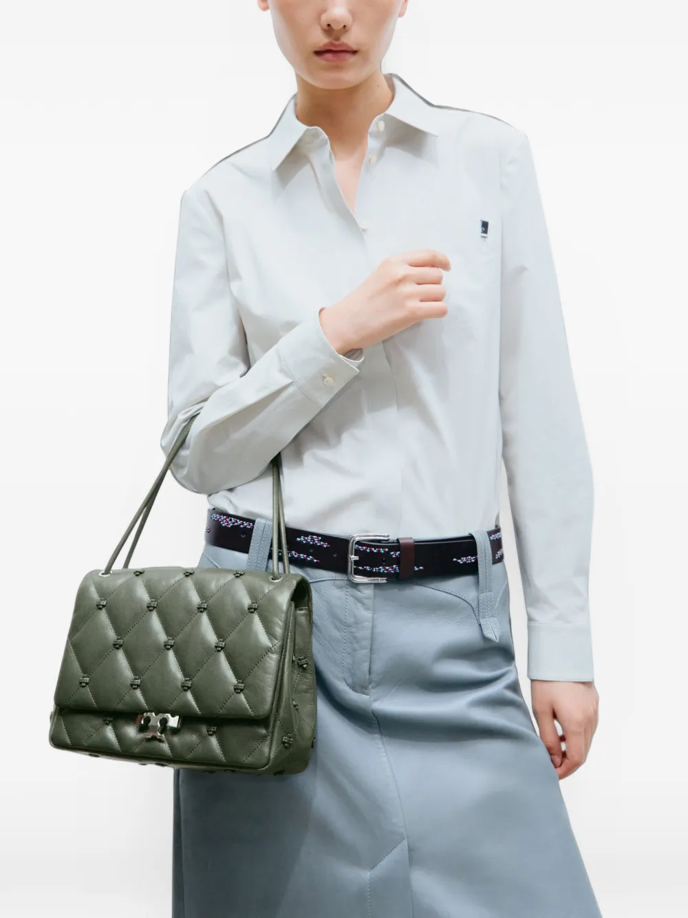 Tory Burch Bunny Knot runway shoulder bag Groen
