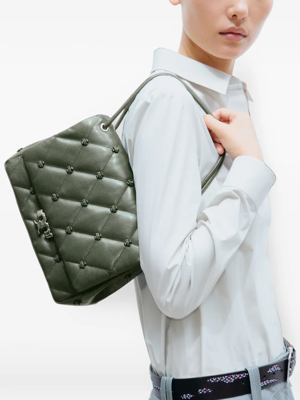 Tory Burch Bunny Knot runway shoulder bag Groen