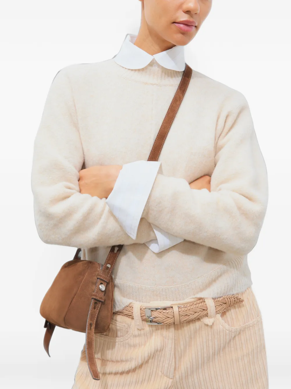 Tory Burch Romy suede soft crossbody bag Bruin