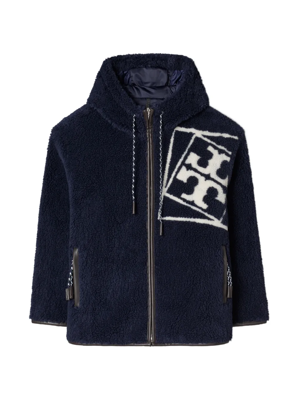 Tory Burch logo fleece jacket Blauw