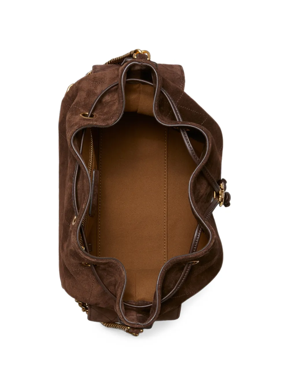 Tory Burch Charlie quilted suede drawstring shoulder bag Bruin