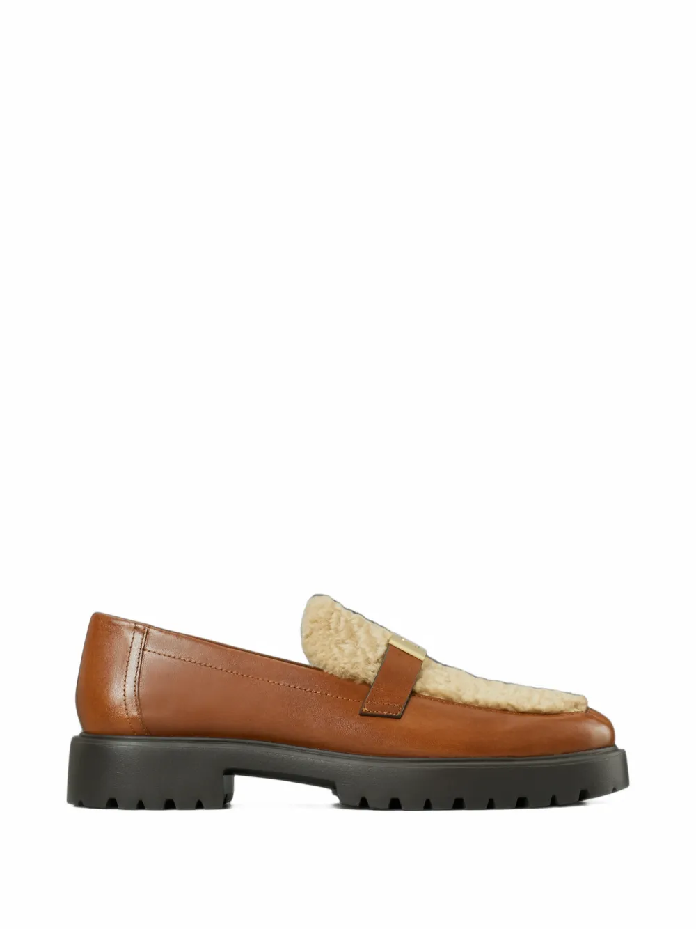 Tory Burch Leelee shearling lug loafers - Marrone
