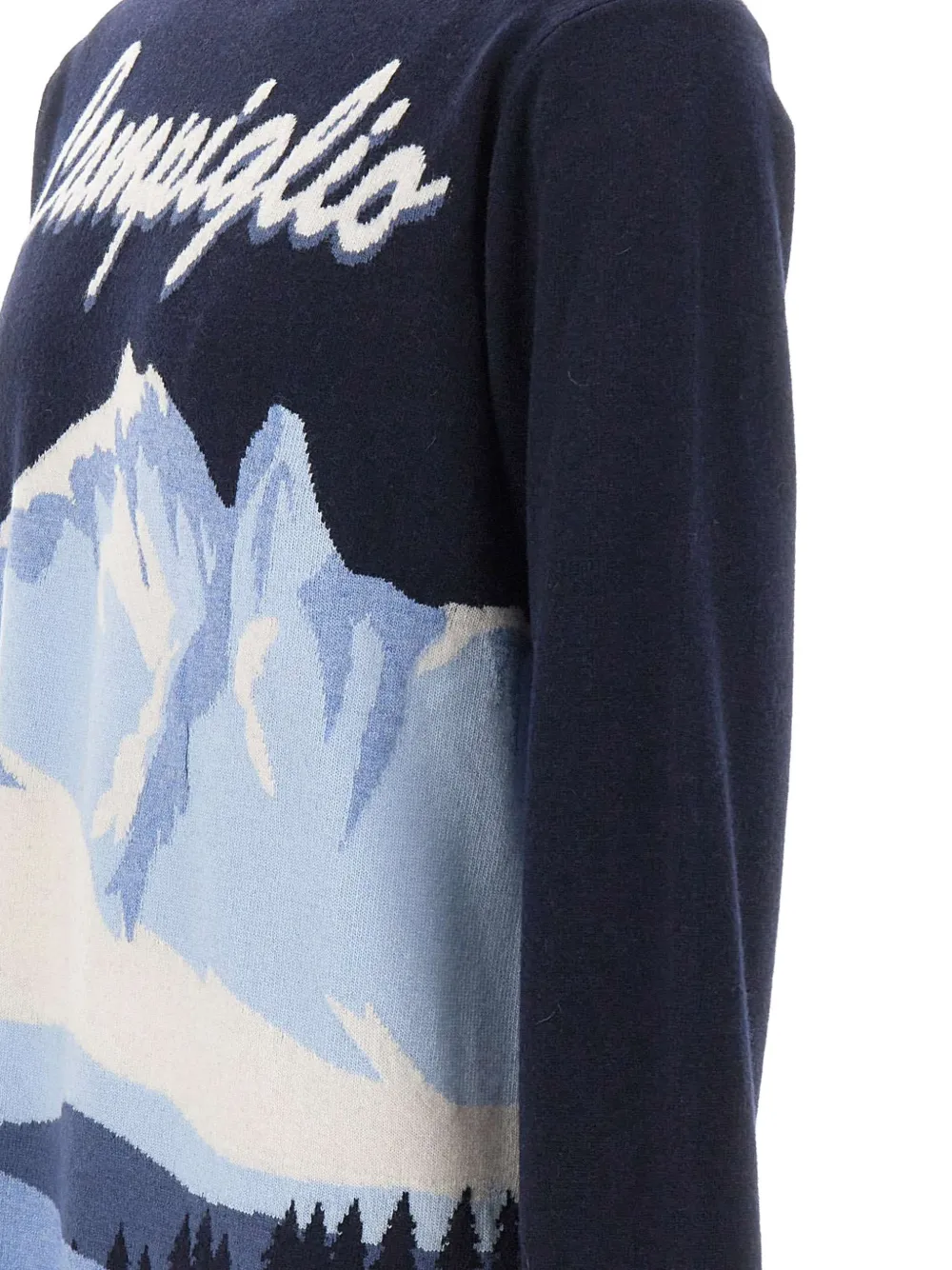 MC2 Saint Barth navy blue Heron crew-neck knit with Campiglio intarsia Blauw