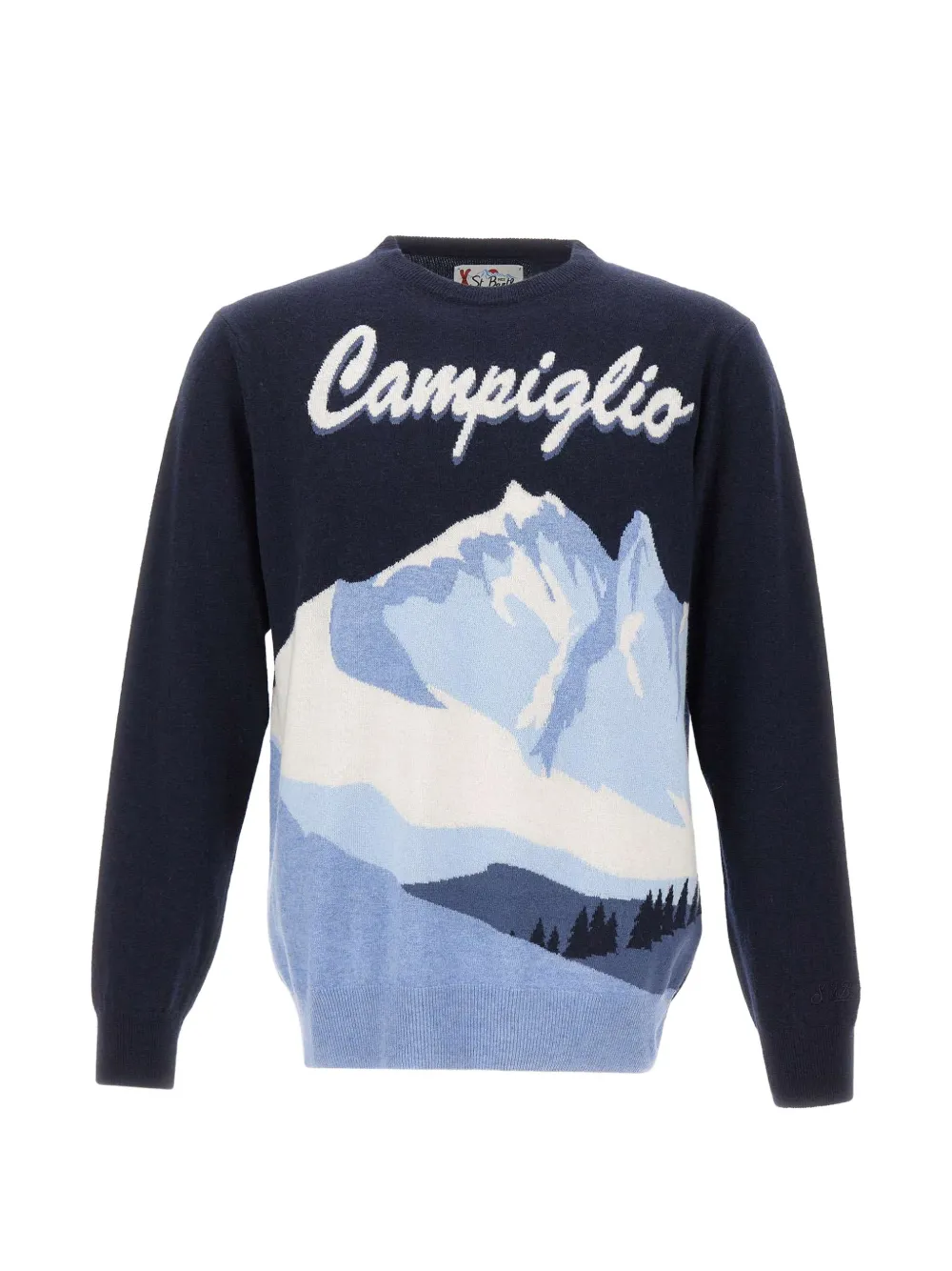 MC2 Saint Barth navy blue Heron crew-neck knit with Campiglio intarsia Blauw