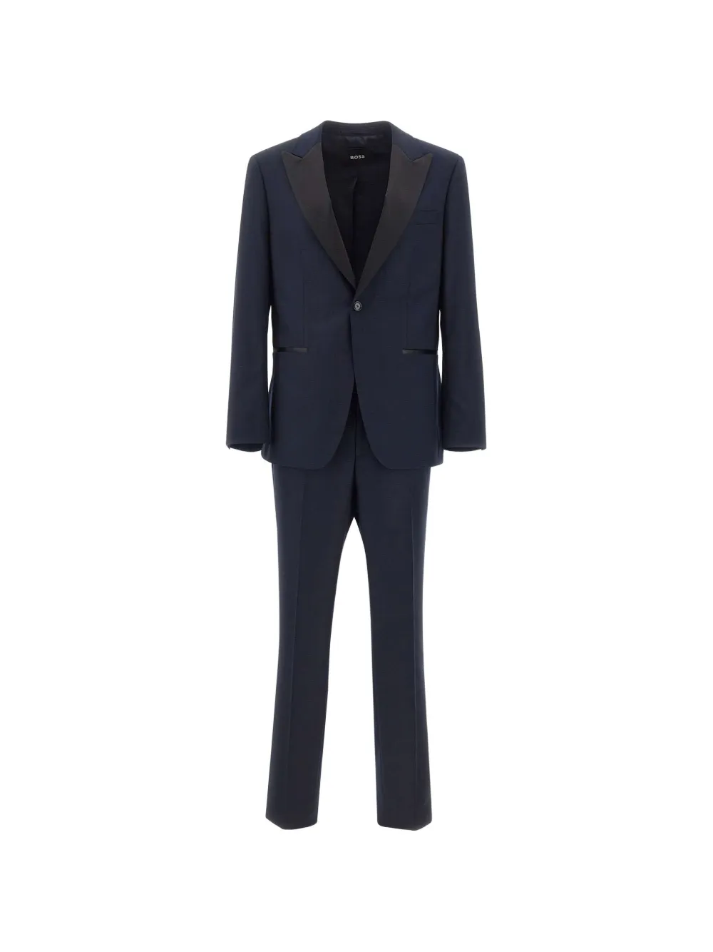 BOSS satin-trim peak-lapel suit - Blu