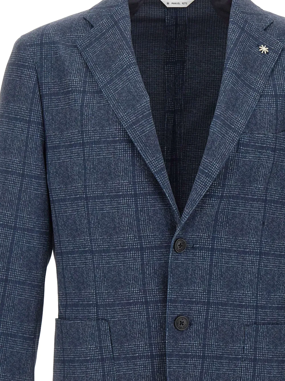 Manuel Ritz micro-check single-breasted blazer Blauw