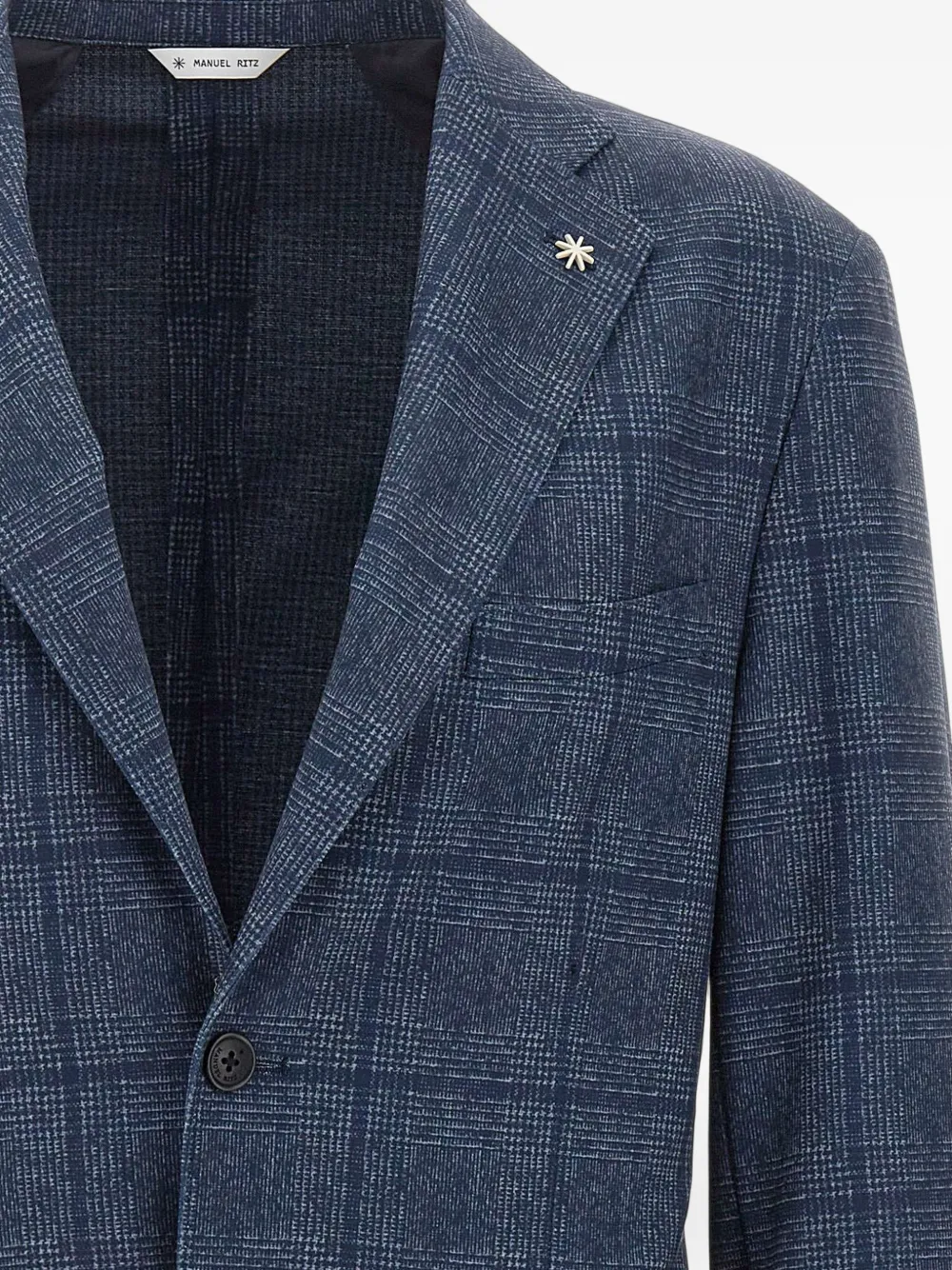 Manuel Ritz micro-check single-breasted blazer Blauw